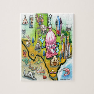 Austin Texas Tecknad Karta Pussel