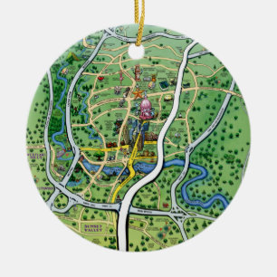 Austin Texas tecknadkarta Julgransprydnad Keramik