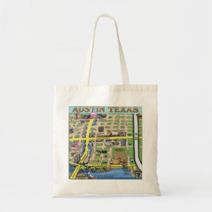 Austin Texas tecknadkarta Tygkasse