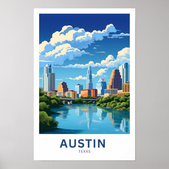 Austin Texas Travel Print Poster (Framsidan)