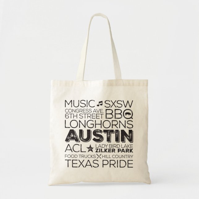 Austin Texas Tunnelbanan Art Tote - Black Tygkasse (Framsidan)