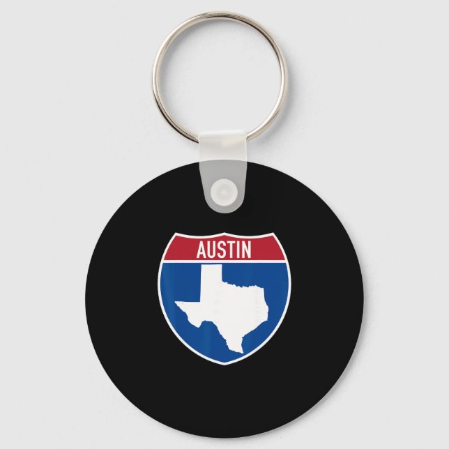 Austin Texas Tx Interstate Highway Semester Presen Nyckelring (Framsida)