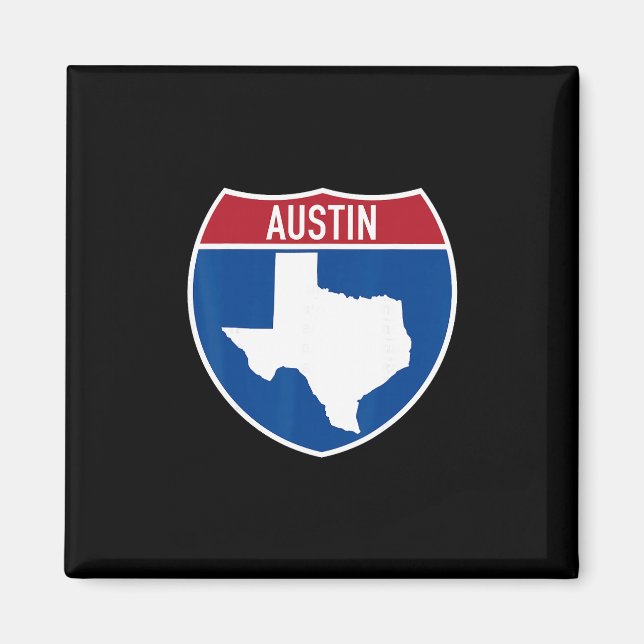 Austin Texas Tx Interstate Highway Vacation Souven Magnet (Framsidan)