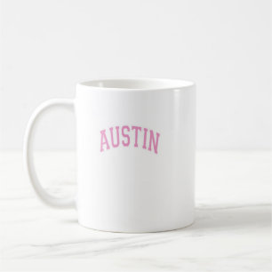 Austin Texas Tx Varsity Stil Rosa Text Kaffemugg