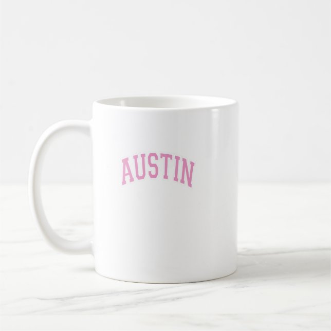 Austin Texas Tx Varsity Stil Rosa Text Kaffemugg (Vänster)