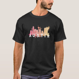 Austin Texas USA City Skyline Silhouette Outline S T Shirt