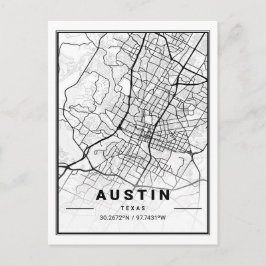 Austin Texas USA Travel City Karta Poster Vykort