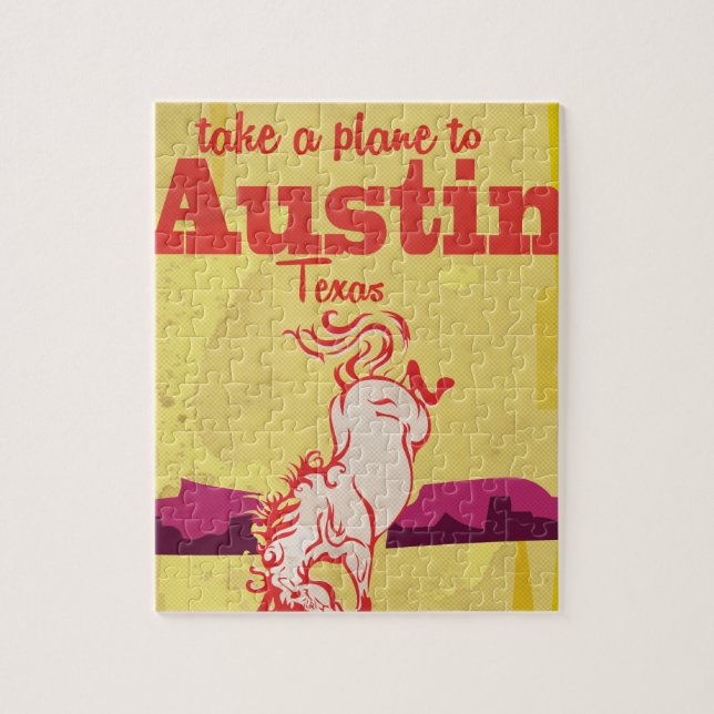 Austin Texas vintage resemålningaffisch Pussel (Vertikal)