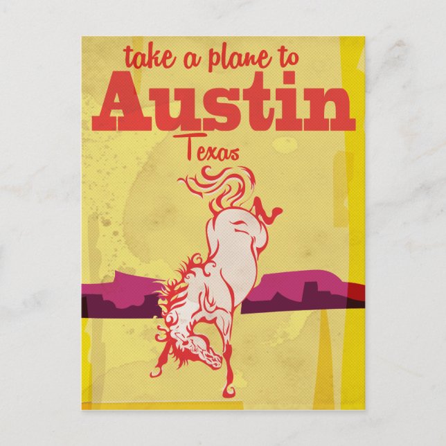 Austin Texas vintage resemappelsaffisch Vykort (Framsida)