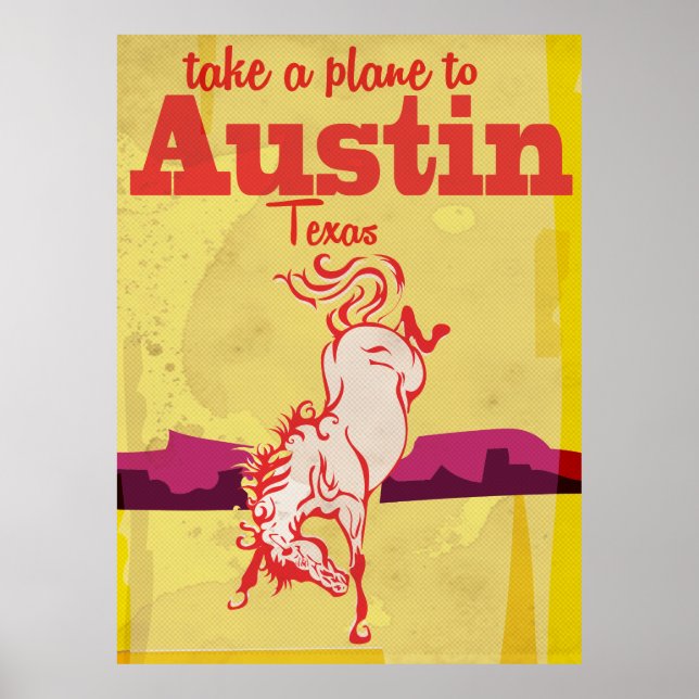 Austin Texas vintage resemapposterat Poster (Framsidan)
