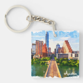 Austin Texas Vintage resor City Watercolor