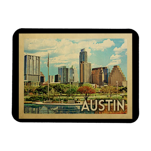 Austin Texas Vintage resor Magnet (Horisontell)