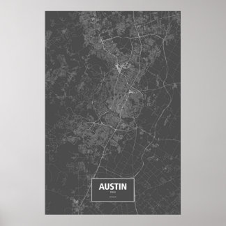 Austin, Texas (vit på svart) Poster