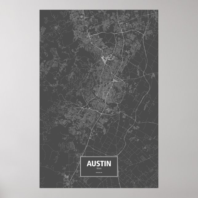 Austin, Texas (vit på svart) Poster (Framsidan)