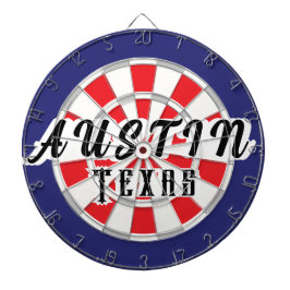 AUSTIN Texas Vit, Silver, Röd, Och Marinblå Darttavla