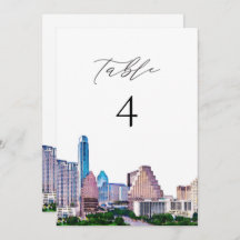 AUSTIN Texas Watercolor Skyline Bordsnummer Card