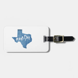 Austin, Texas Wood Grain Bagagebricka