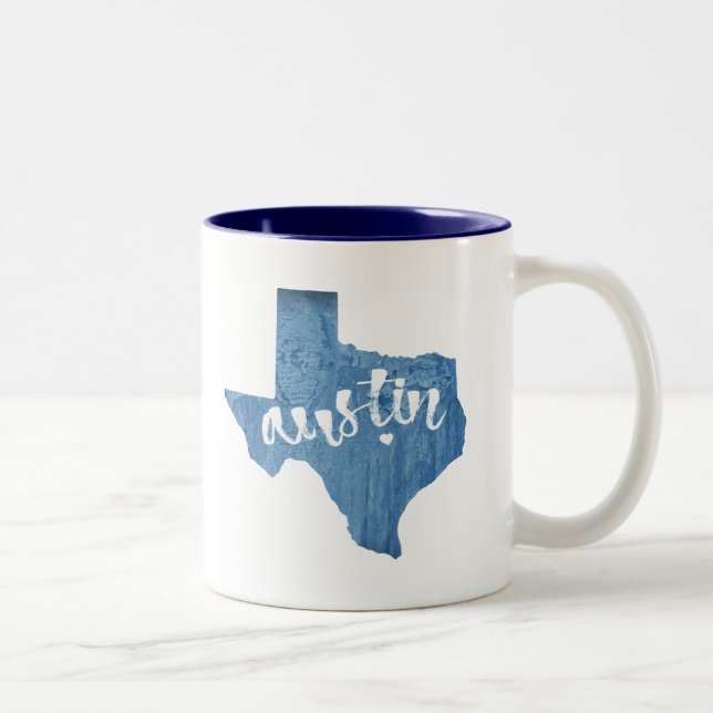 Austin, Texas Wood Grain Två-Tonad Mugg (Höger)