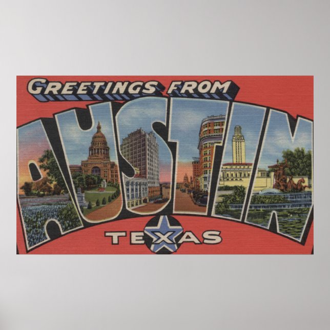 Austin, TexasLarge Brev ScenesAustin, TX Poster (Framsidan)