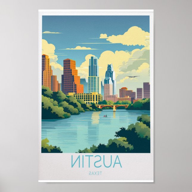 Austin Travel Poster - Austin Texas Wall Art for T (Framsidan)