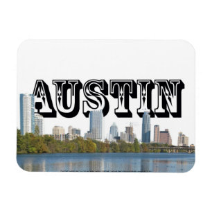 Austin TX horisont med Austin i himmelmagneten Magnet