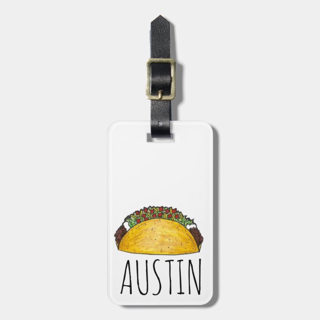 Austin TX Texas Taco Tex Mex Mexican Food Bagagebricka (Vertikal Framsida)