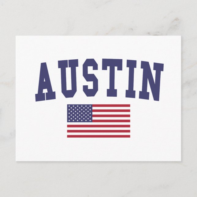 Austin US Flagga Vykort (Framsida)
