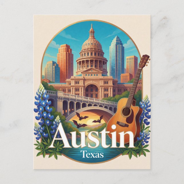 Austin USA Texas Capitol Resa Vykort (Framsida)