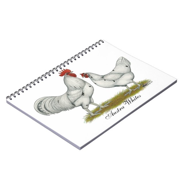 Austra White Chickens Anteckningsbok Med Spiral (Vänstra Sidan)
