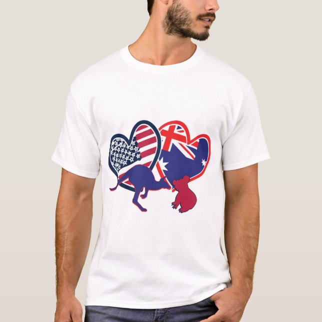Austrailia USA Kangaroo Koala T Shirt (Framsida)