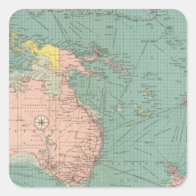 Australasiska, polynesiska hamnar fyrkantigt klistermärke (Framsida)