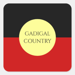 australia aboriginal flagga fyrkantigt klistermärke