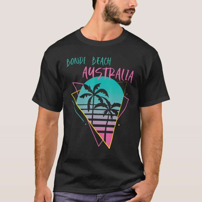 Australia Bondi Beach Palm trees Vacation Ocean Su T Shirt (Framsida)
