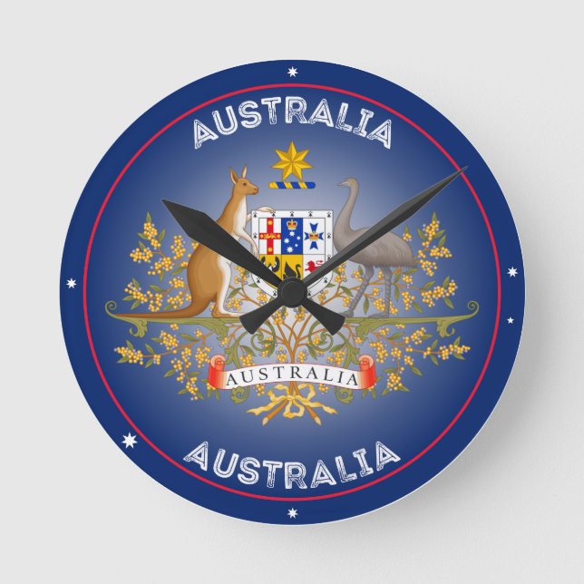Australia Coat of Arms Circle Shape Rund Klocka (Framsida)