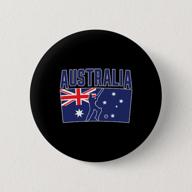 Australia Cricket (flag And Tsman)  Knapp (Framsida)