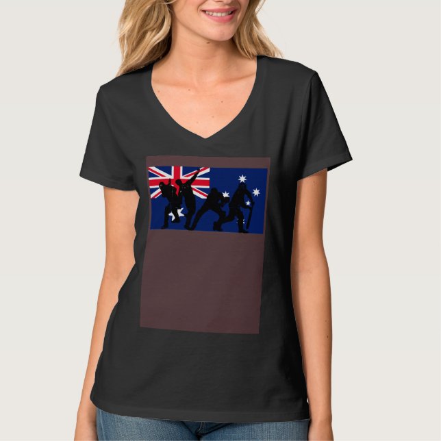 Australia Cricket Players Australian Flag T Shirt (Framsida)