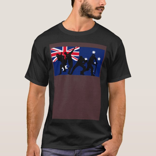 Australia Cricket Players Australian Flag T Shirt (Framsida)