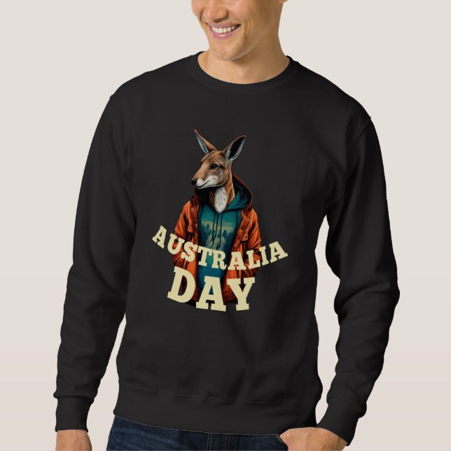 Australia Day  Australian Kangaroo Vintage Lång Ärmad Tröja (Framsida)