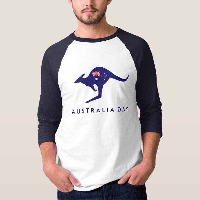 AUSTRALIA DAY KANGAROO FLAGGA TSHIRT TRÖJA (Framsida)