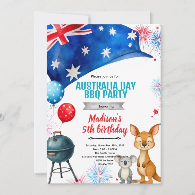 Australia Day party Invitation Inbjudningar (Framsida)