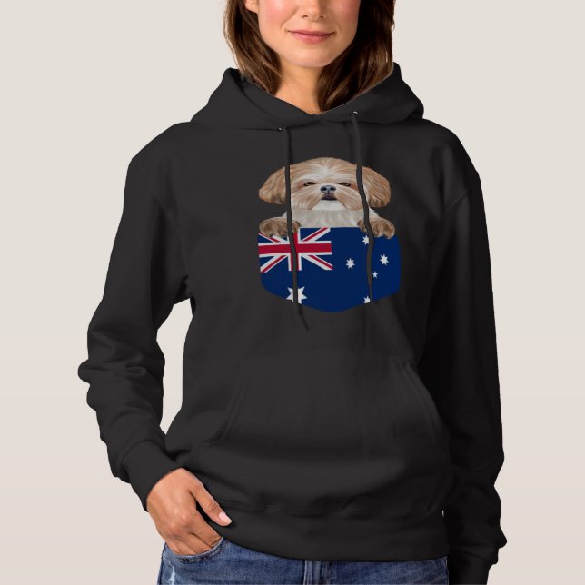 Australia Flag Shih Tzu Dog In Pocket T Shirt (Framsida)