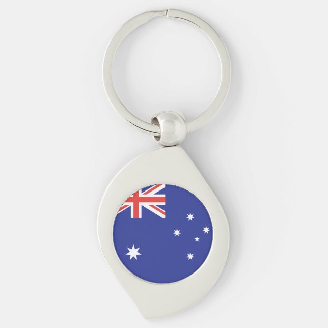 Australia Flag Swirl Silverfärgad Nyckelring (Framsidan)