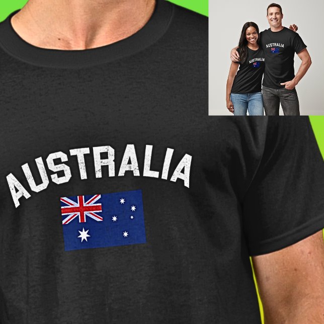 AUSTRALIA & Flagga för Australiendagen Mörk T Shirt (Skapare uppladdad)