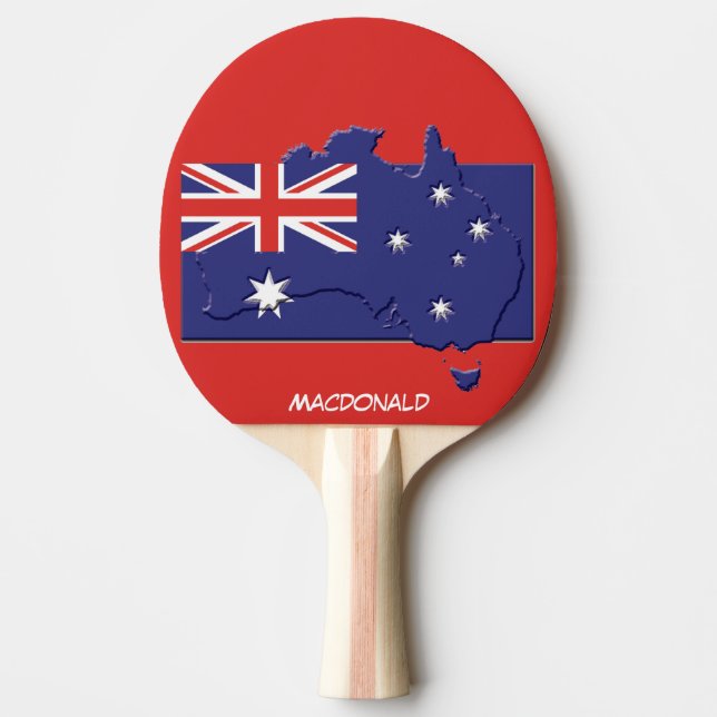 AUSTRALIA FLAGGA & KARTA Personlig RED Pingisracket (Framsidan)