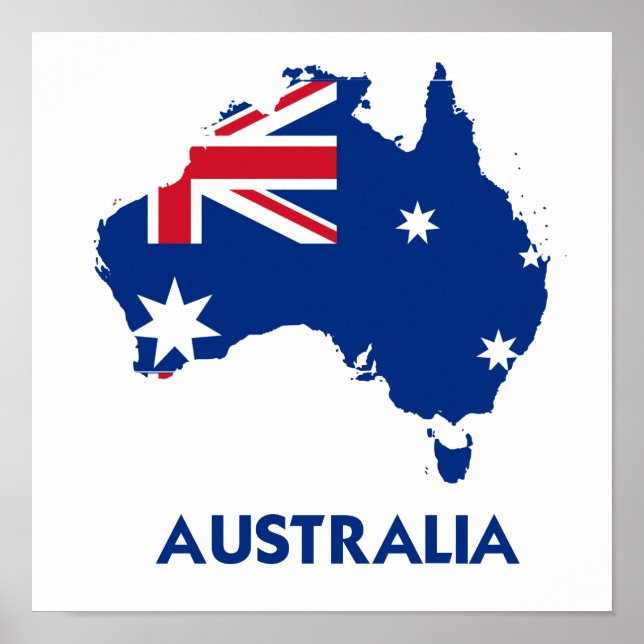AUSTRALIA FLAGGA KARTA POSTER (Framsidan)