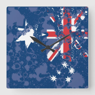 AUSTRALIA FLAGGA KCALIMA, effekt av Masanser Fyrkantig Klocka
