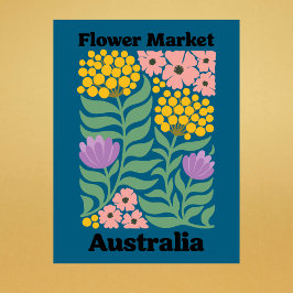Australia Flower Market Golden Wattle Pink Blossom Vykort