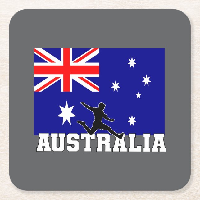 Australia Football Soccer Australia National Team Underlägg Papper Kvadrat (Framsidan)