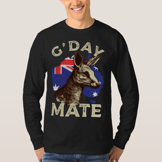 Australia G day Mate Kangaroo Aussie Australian Fl T Shirt (Framsida)