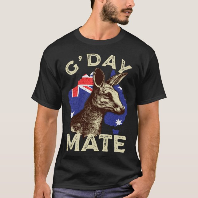 Australia G day Mate Kangaroo Aussie Australian Fl T Shirt (Framsida)